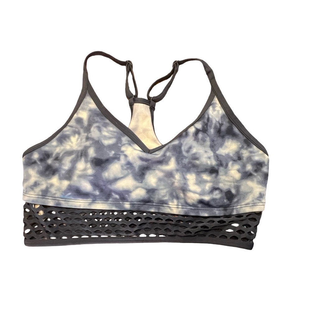 PINK Tie Dye Mesh Racerback Sports Bra Medium Support Gray Blue White M